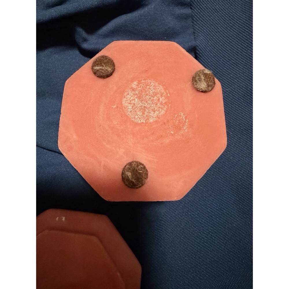 Vintage Unicorn Pink Soapstone Jewelry Octagon Lidded Trinket Box Scrollwork 70s - Picture 2 of 4